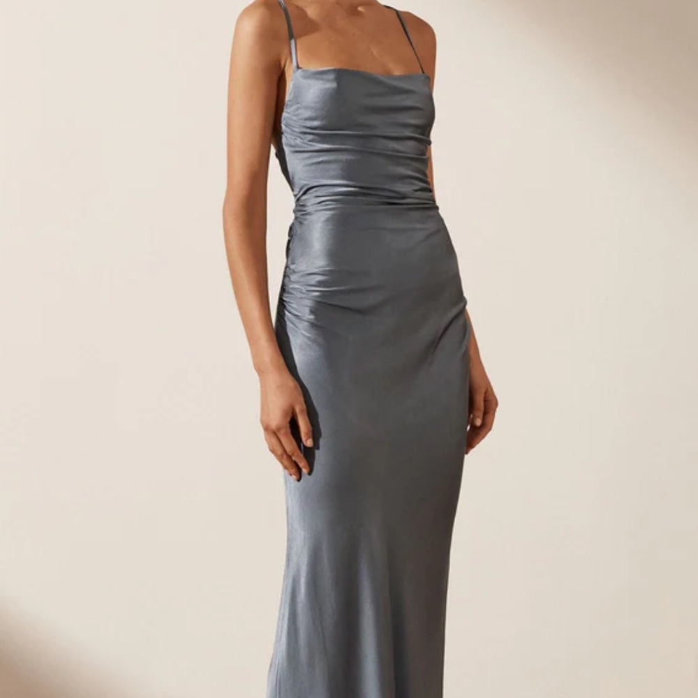Shona Joy LA LUNE LACE BACK MAXI DRESS - BLUE SMOKE - Picture 3 of 7
